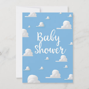 Baby Shower Puffy White Clouds Invitation