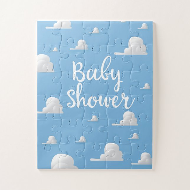 Baby Shower Puffy White Clouds Jigsaw Puzzle (Vertical)
