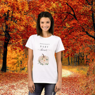 Baby Shower pumpkin cream flowers fall girl T-Shirt