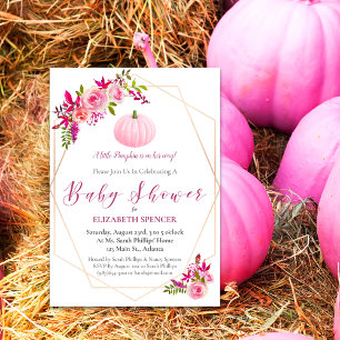Baby Shower Pumpkin Floral Geometric Invitation