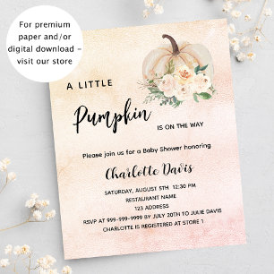 Baby Shower pumpkin flower cream budget invitation