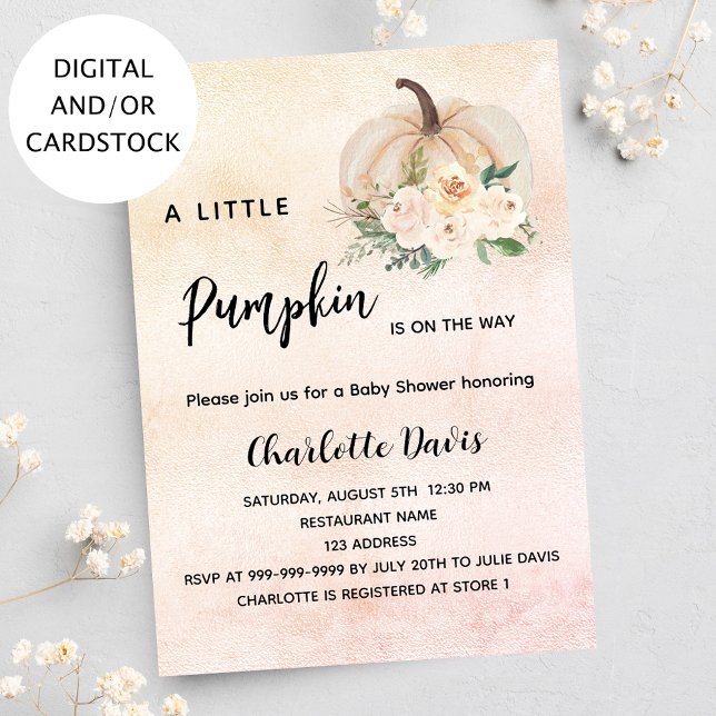 Baby Shower pumpkin flowers cream blush Invitation (Creator Uploaded)