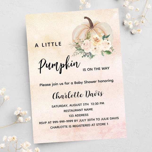 Baby Shower pumpkin flowers luxury Invitation (Creator Uploaded)