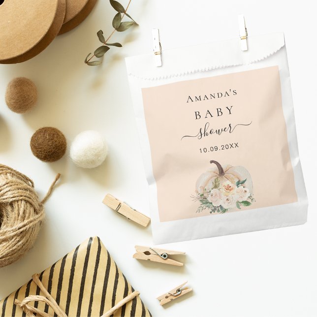 Baby Shower pumpkin rose gold cream blush Favour Bags (Creator Uploaded)
