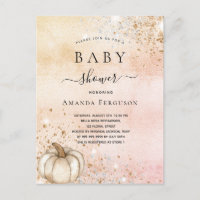 Baby shower pumpkin rose gold glitter fall
