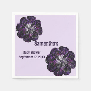 Baby Shower Purple Flowers Floral Baby Girl Napkin