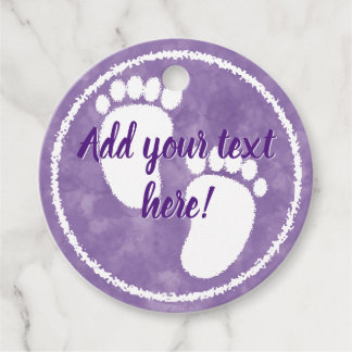 Baby Shower Purple Watercolor Custom Favour Tags