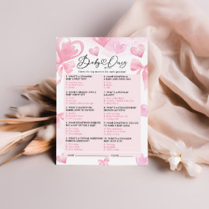 Baby Shower Quiz Game Card Valentines Game