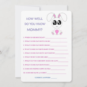 Baby Shower Rabbit, How Well Do You Know Mum Invitation