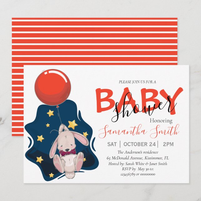 Baby Shower Rabbit Invitation (Front/Back)