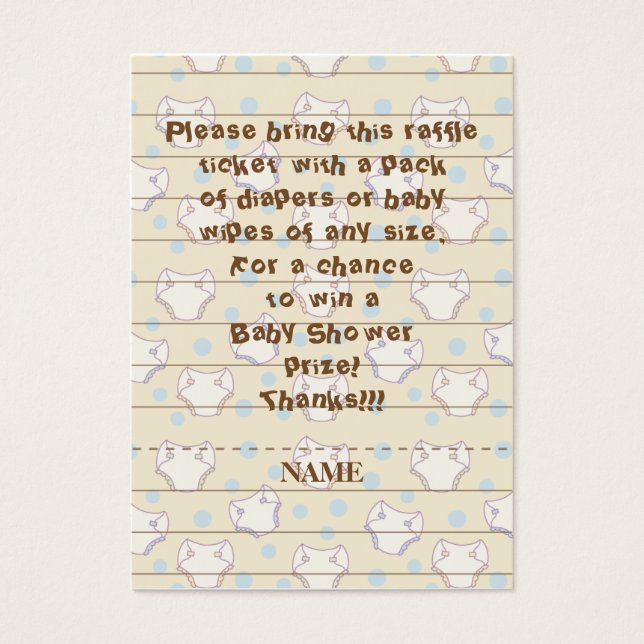 Baby Shower Raffle Ticket/Blue/Build A Library (Front)