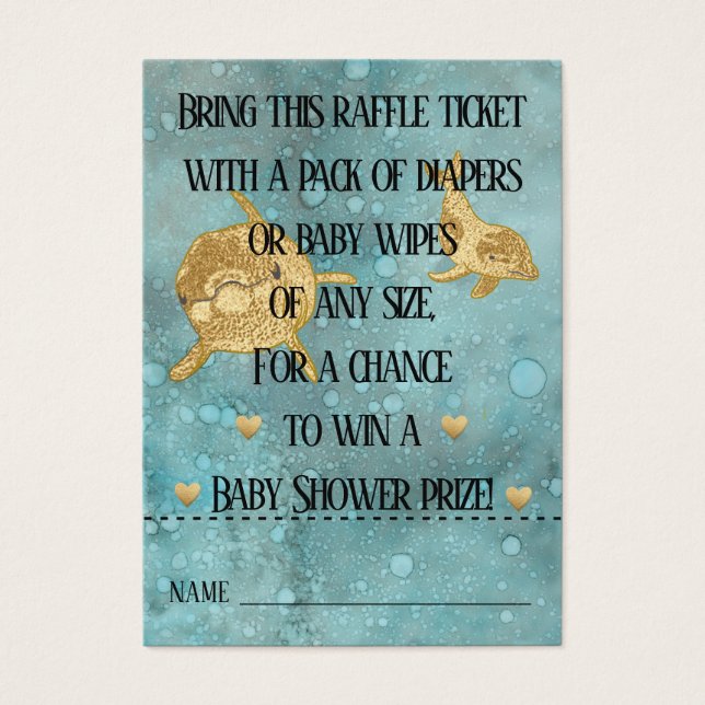 Baby Shower Raffle Ticket/Dolphin Mummy & Baby (Front)