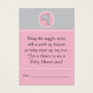 Baby Shower Raffle Ticket/Grey Pink Dolphin