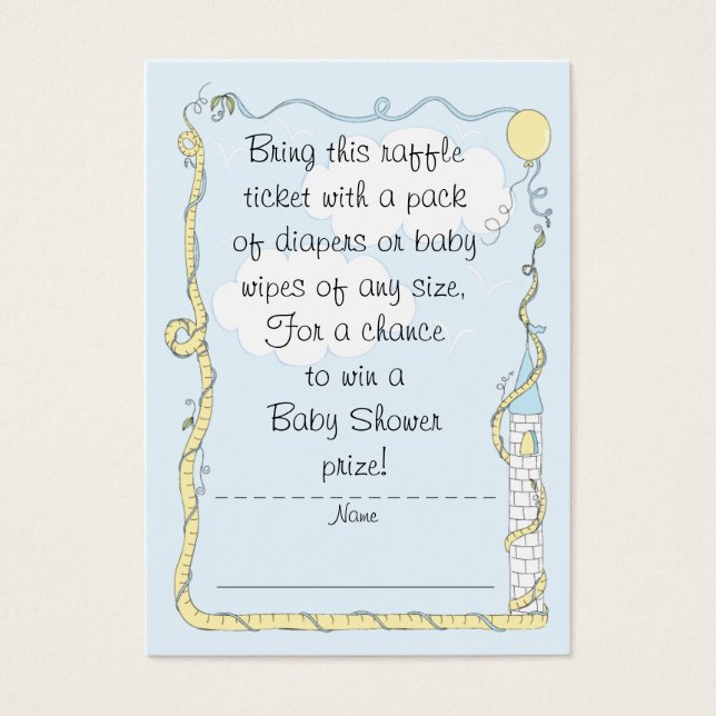 Baby Shower Raffle Ticket/Yellow/Blue Castle (Front)