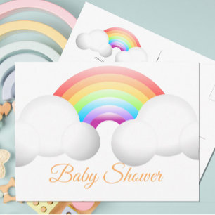Baby Shower Rainbow Clouds Colourful Postcard