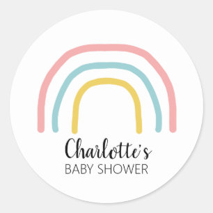 Baby Shower Rainbow Pink Pastel Painting Stickers