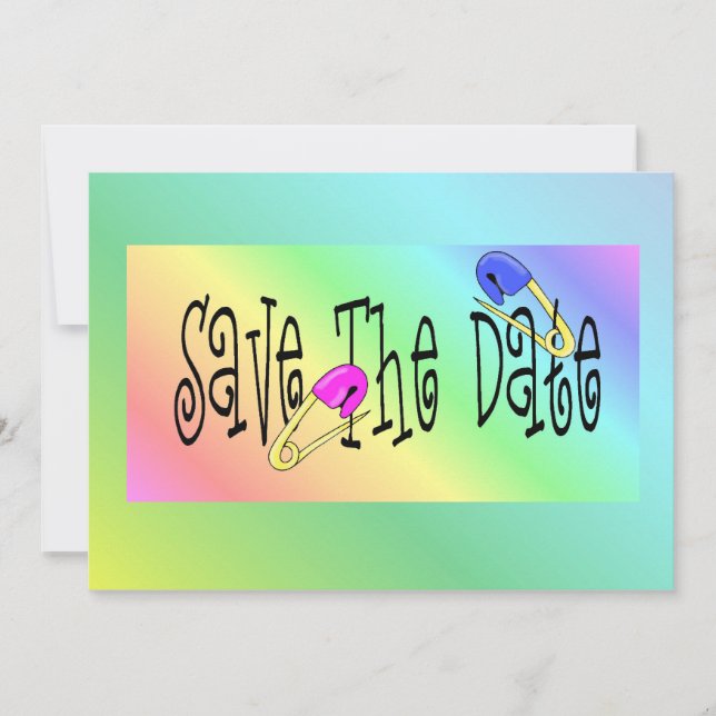 Baby Shower Rainbow Pins Invitations (Front)