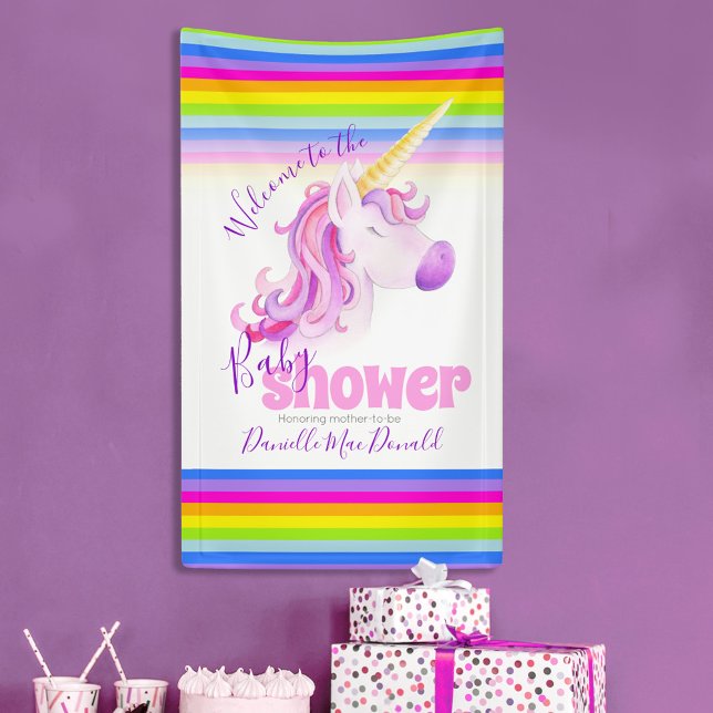 Baby shower rainbow unicorn banner (Creator Uploaded)