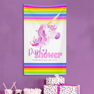 Baby shower rainbow unicorn gift display banner