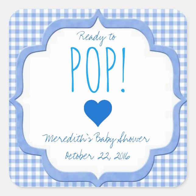 Baby Shower Ready To Pop Stickers for Boy (Front)