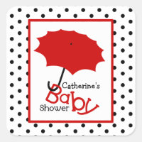 Baby Shower Red Umbrella & Polka Dots