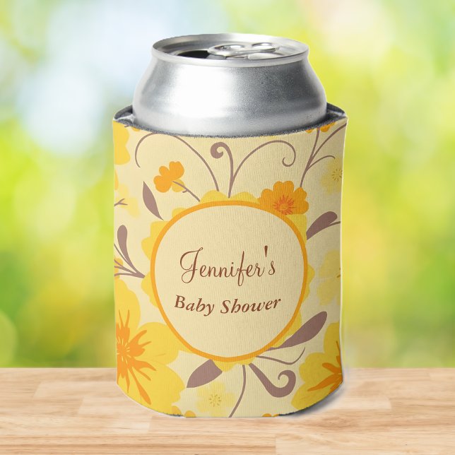 Baby Shower-Retro Sunshine Floral- Can Cooler (Baby Shower-Retro Sunshine Floral- Can Cooler )