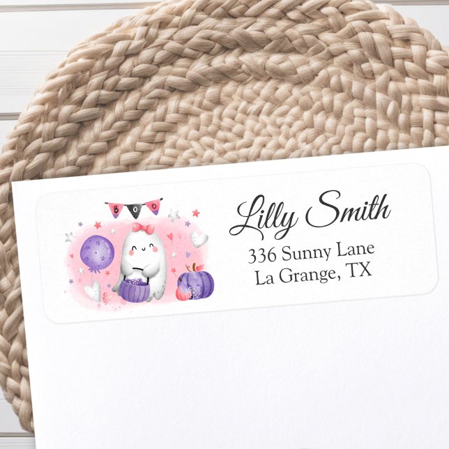 Baby Shower Return Address Label Little Boo Girl  (Baby Shower Return Address Label Little Boo Girl)
