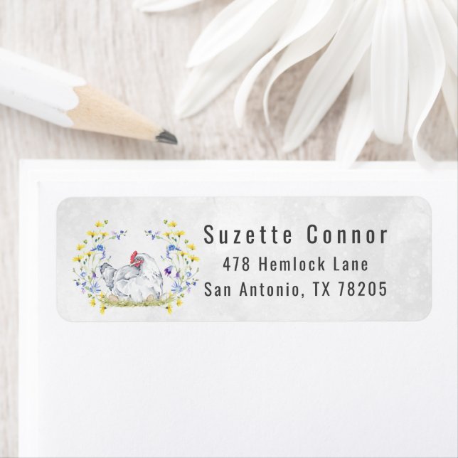 Baby Shower Return Address Labels | Farm Chicken (Insitu)
