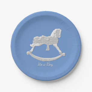 Baby Shower Rocking Horse Personalise Paper Plate