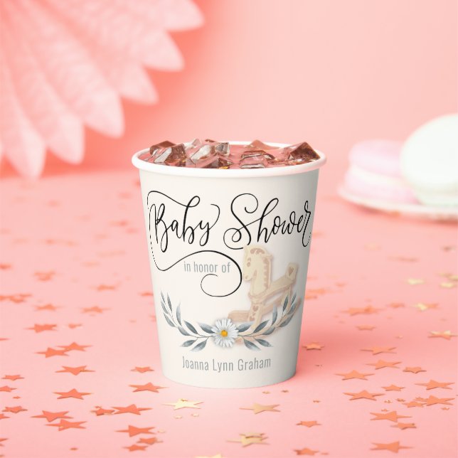 Baby Shower Rocking Horse Personalised Paper Cup (Insitu)