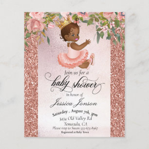 Baby Shower Rose Gold African American  Invitation