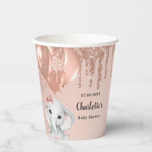 Baby Shower rose gold elephant girl balloons Paper Cups