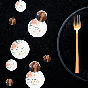 Baby Shower rose gold flower photo Confetti