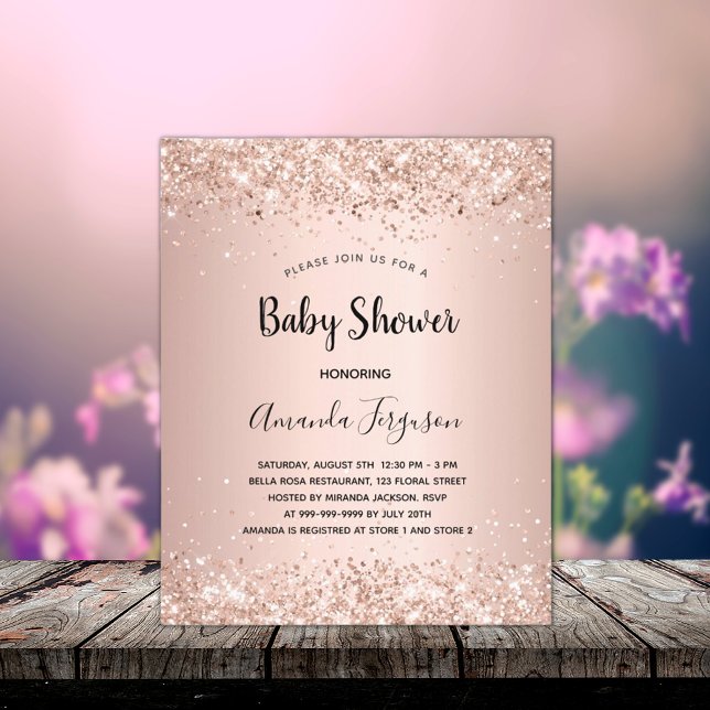 Baby Shower rose gold girl budget invitation (Creator Uploaded)