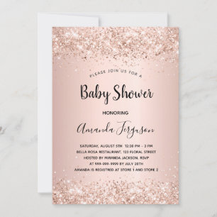 Baby Shower rose gold glitter blush girl  Invitation