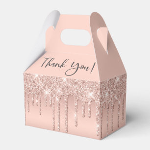 Baby Shower Rose Gold Glitter Thank You Favour Box
