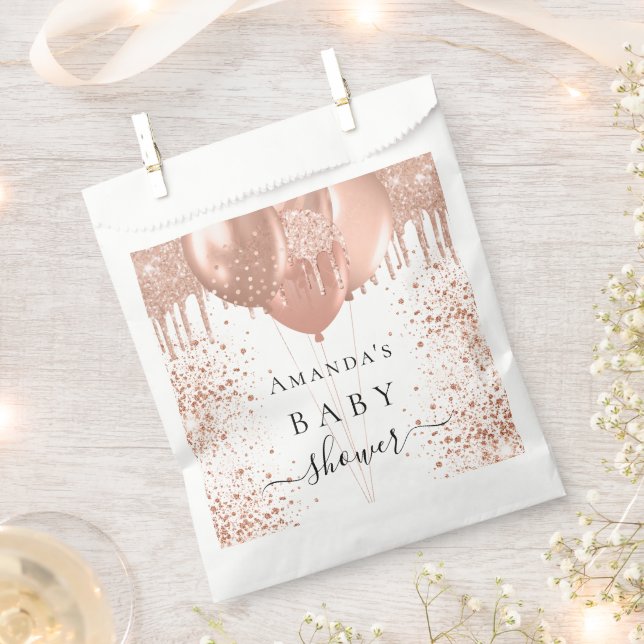 BABY Shower rose gold white balloons Favour Bags (Clipped)