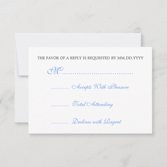 Baby Shower RSVP Vintage Ribbon Blue Card (Front)