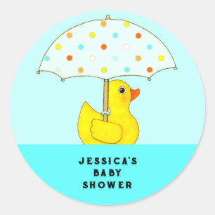 Baby Shower Rubber Duck with Umbrella Classic Round Sticker