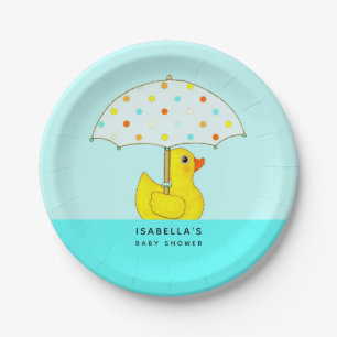 Baby Shower Rubber Duck with Umbrella Paper Plate