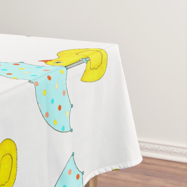 Baby Shower Rubber Duck With Umbrella Tablecloth (In Situ)