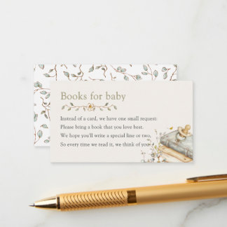 Baby Shower Rustic Botanical Books For Baby Enclosure Card