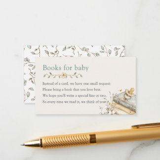 Baby Shower Rustic Botanical Books For Baby Enclosure Card