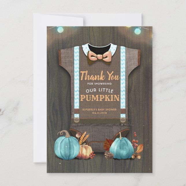 Baby Shower Rustic Fall Pumpkins Cute Thank You (Front)