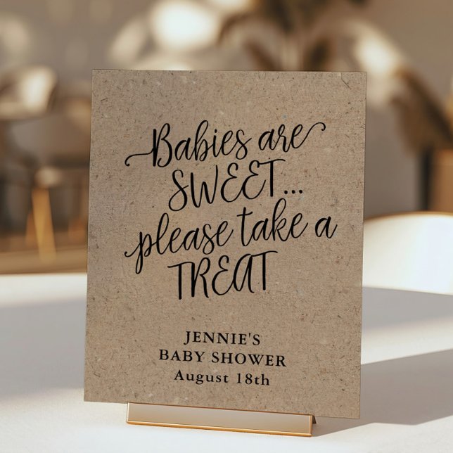 Baby Shower Rustic Kraft Script Favor Display Poster (Creator Uploaded)