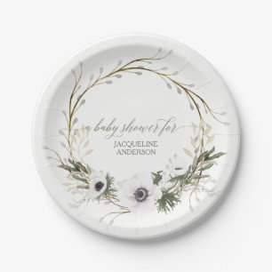 Baby Shower Rustic Wreath Anemone Twig Wreath Paper Plate