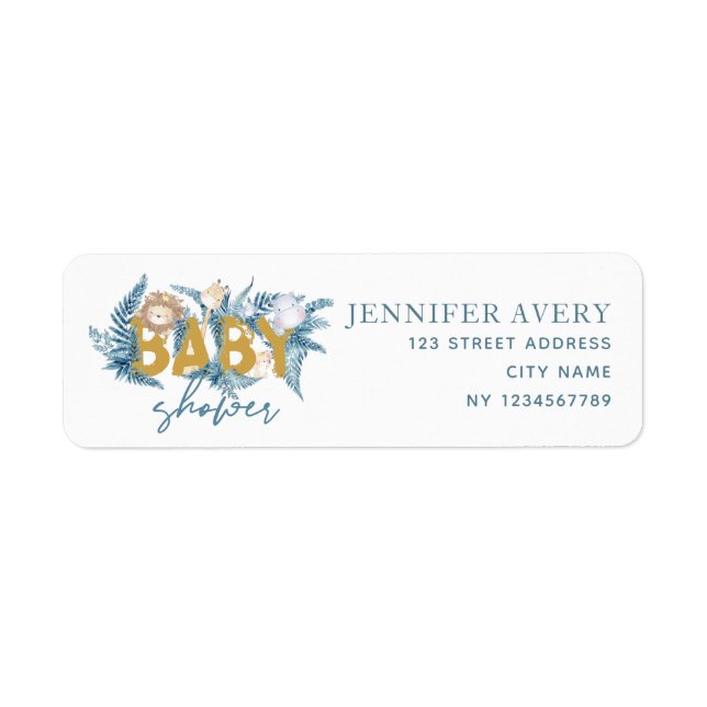 Baby Shower Safari Animals Return Address (Front)
