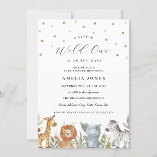Baby Shower Safari Animals Wild One Invitation
