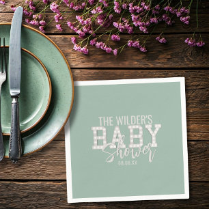 Baby Shower Sage Green Gender Neutral Napkin