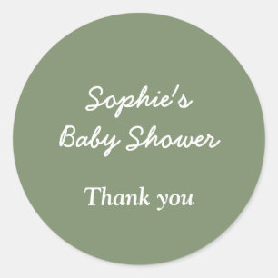 Baby Shower Sage Green Thank You Sticker